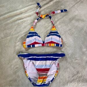 Mossimo | Red & Blue Rainbow Bikini Swimwear | Size Medium